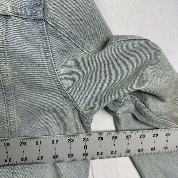 Pance News Denim Trucker Jacket Womens 3XL Light Blue Embroidered Elephant Rare - Picture 10 of 12